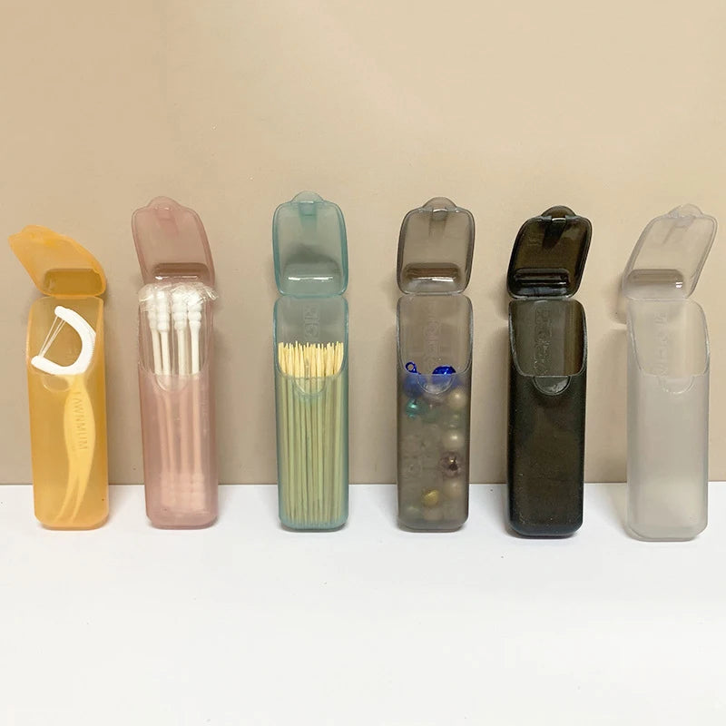 Portable Small Toothpick Case Mini Storage Boxes Holder Lid Home Qme