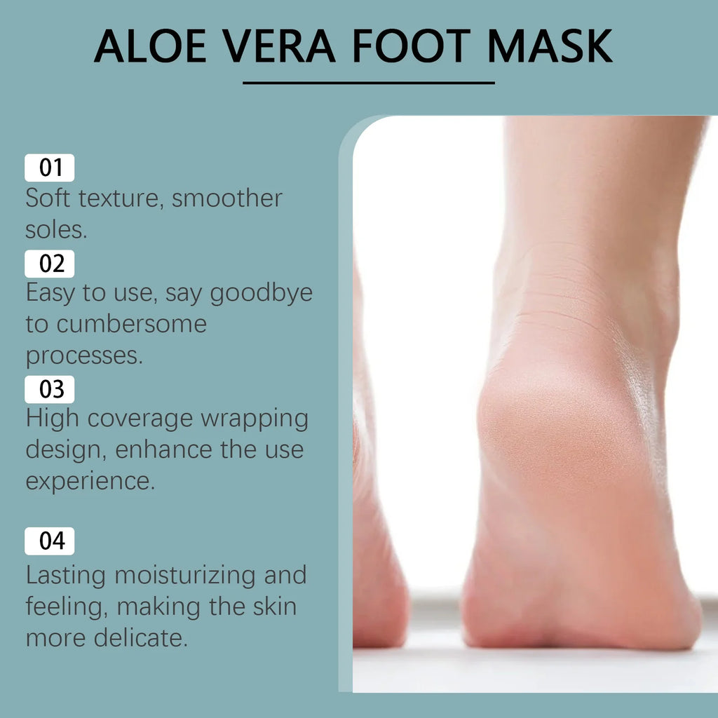Aloe Vera Exfoliating Foot Mask Remove Dead Skin Moisturizing Softening Hydration Repair Calluses Smooth Rough Feet Foot Mask Qme