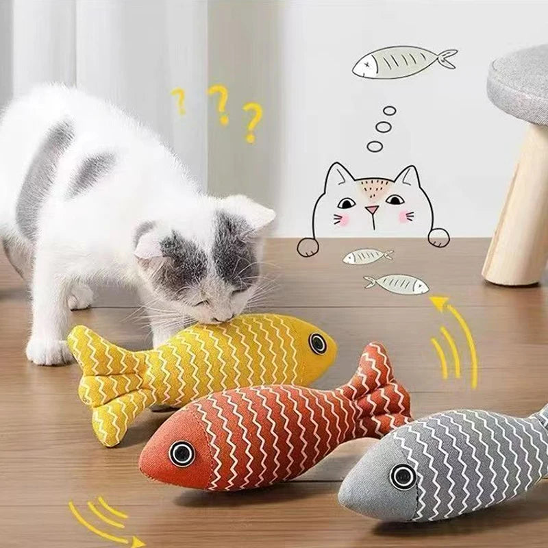 2 Kitten Teeth Grinding Pillow Chewing Toy Claws Thumb Bite Pet Fish Qme