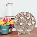 1SET 3D family themed wooden desktop ornament, home hollowed out tree of life with love embellishment, family commemorative gift Qme light brown