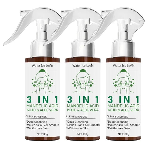 3 in 1 Mandelic Acid & Kojic Clean Scrub Gel with Aloe Vera - Deep Cleansing & Moisturizing for Smooth, Confident Skin Qme green 100g