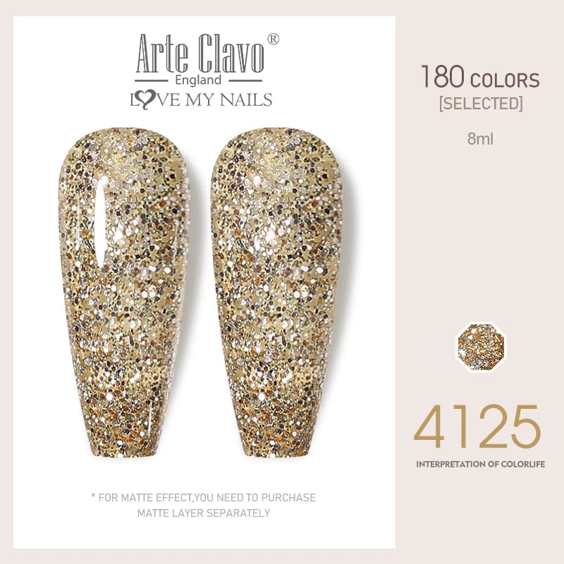 Arte Clavo Colorful Glitter Series UV Gel Nail Polish Sequin Soak Off