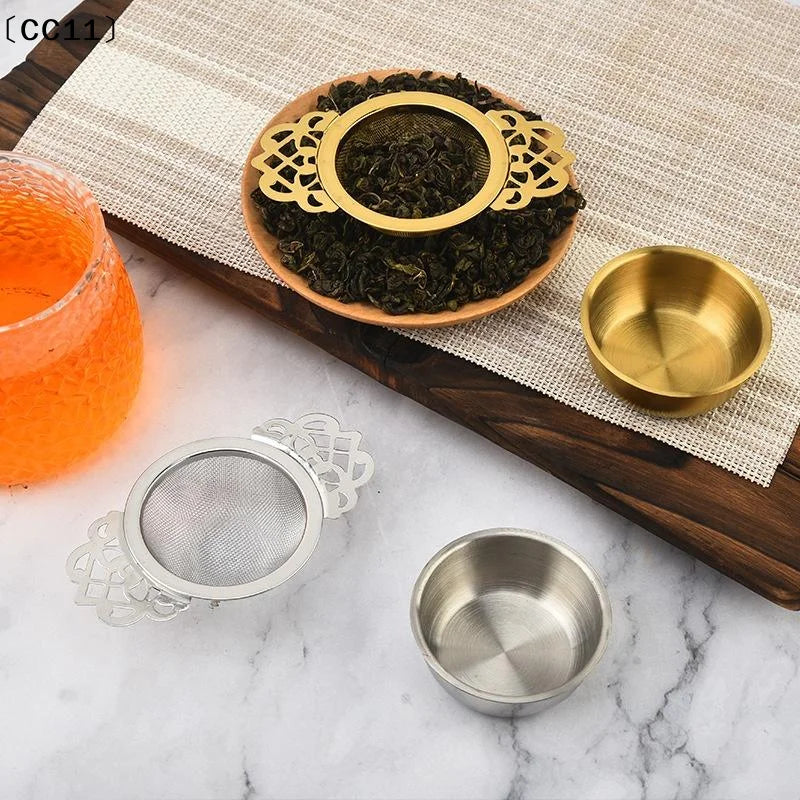 Double-layer Fine Mesh Tea Strainer Stainless Steel Filter Sieve Qme