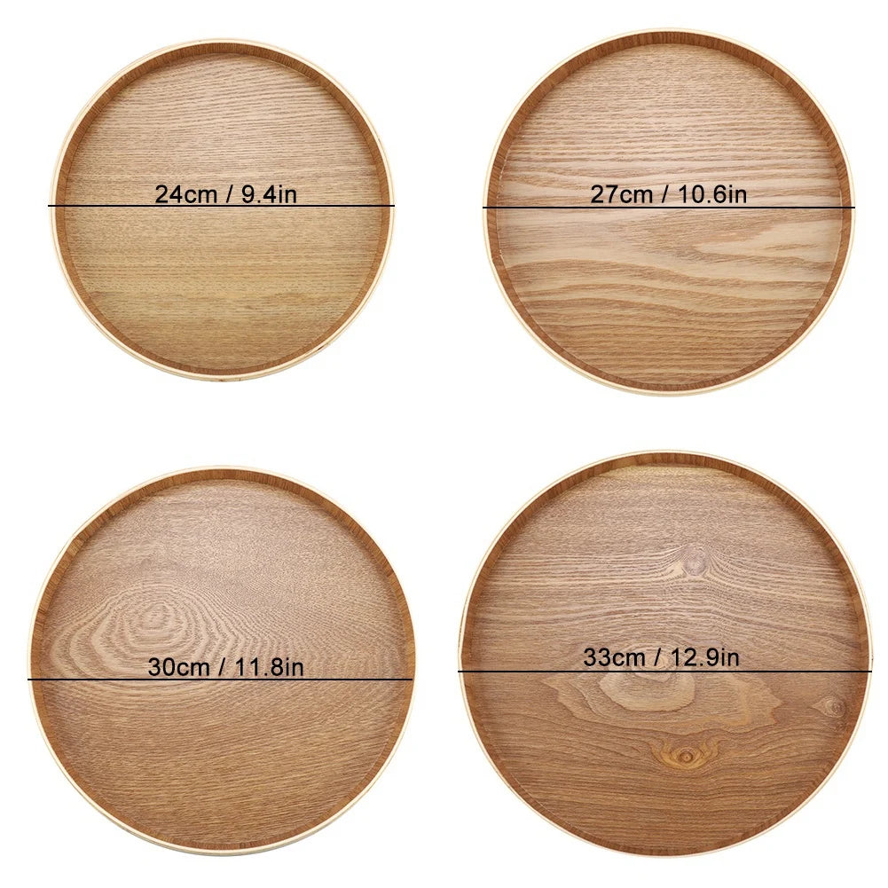 Wood Round Tray Nordic Wooden Serving Tray for Coffee Fruits Candies Table Kitchen Food Home Decoration Wooden Serving Tray Qme