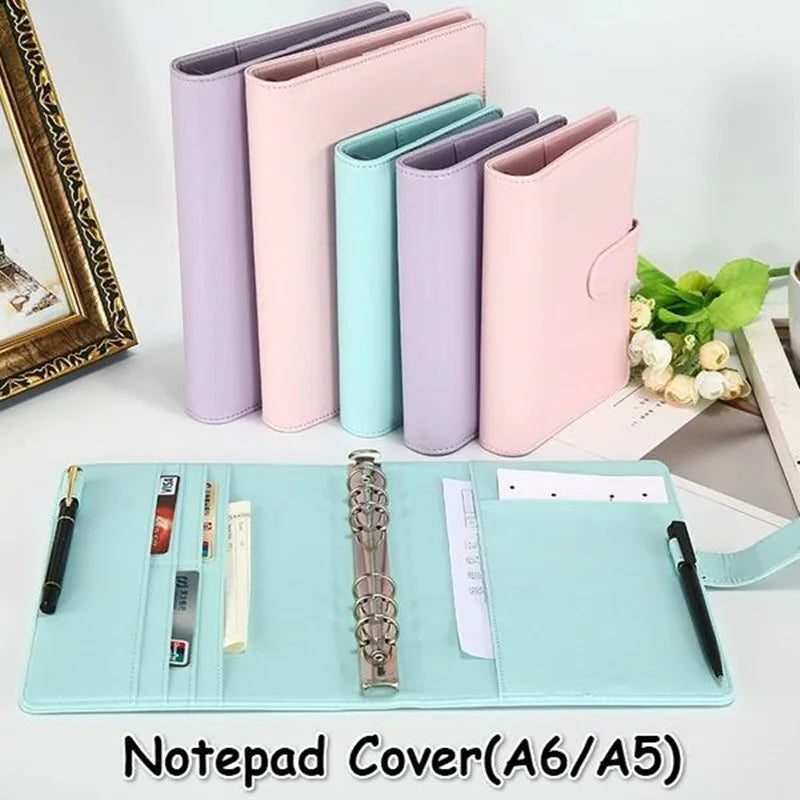 New Vintage Refillable Notebook File Folder Notepad Cover Leather Ring Binder Office Supplies Qme