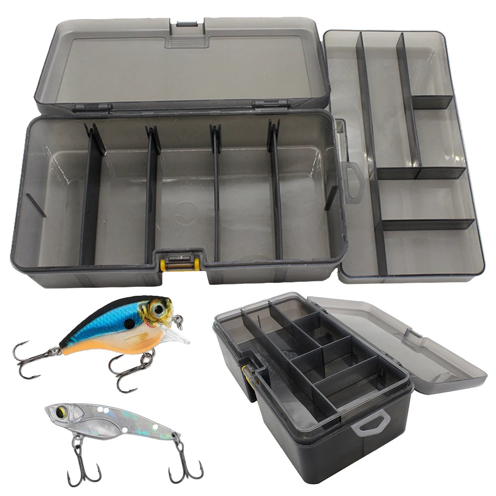 Double Layer Fishing Box with Adjustable Dividers Bait Lure Hook Accessories Box Bait Storage Box Multifunctional Fishing Tool Qme