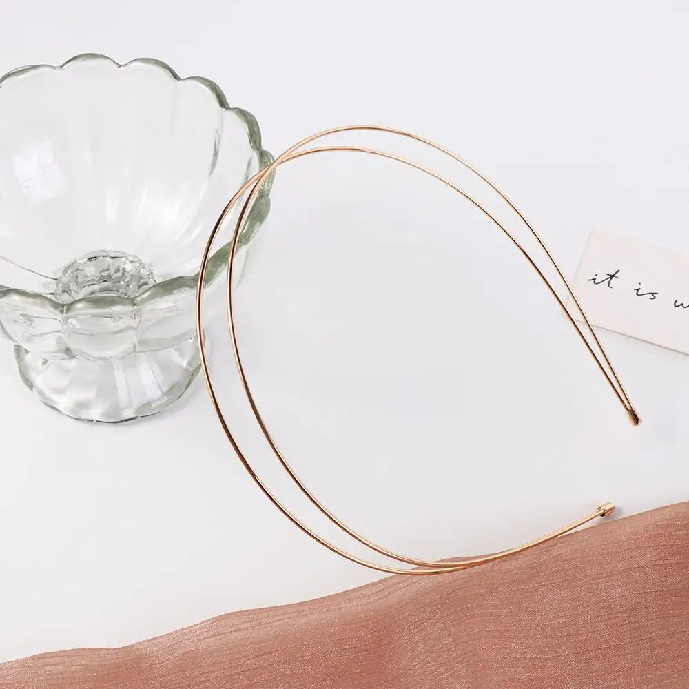 Hair Accessories Alloy Double Root Hair Bands Silver Thin Retro Gold Head Hoop Headdress Simple Metal Hair Hoop Work Qme