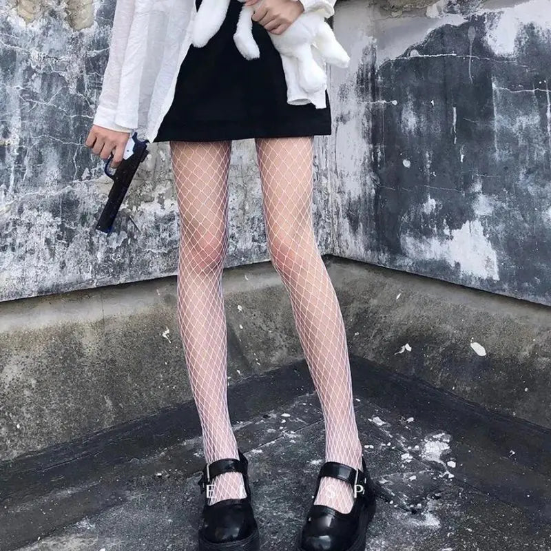 Sexy Fishnet Stockings Black Lolita Body Socks Kawaii Long Fish Net Qme K-1 one size