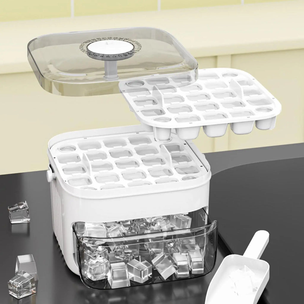 50 Grids Press Type Ice Cube Mold Double-layer Ice Cube Tray with Lid Reusable Ice Box Ice Making Tools Ice Storage Ice Machine Qme