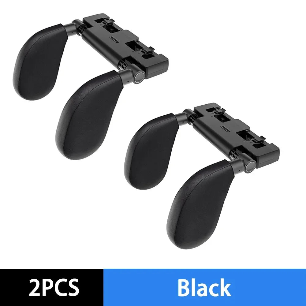 Car Seat Headrest Pillow Travel Rest Sleeping Headrest Support Solution Car Accessories Interior U Shaped Pillow For Kids Qme 2Pcs Leather Black