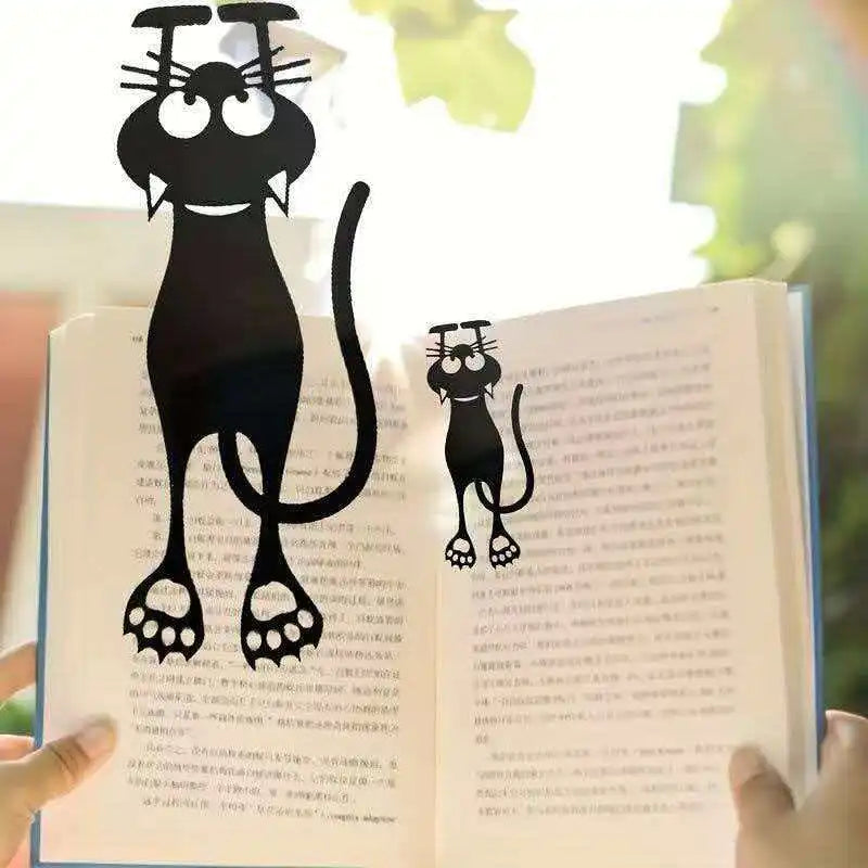 1 Small Cat Bookmark Hollowed Out Black Hanging Qme