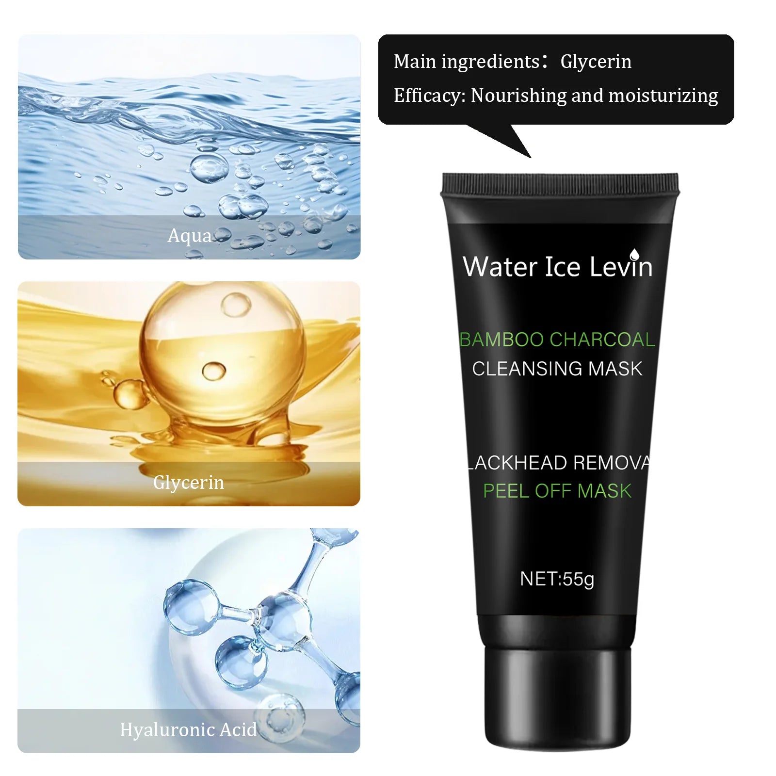 Bamboo charcoal cleansing mask Blackhead Removal Deep Mask Deep Cleansing Cleansing Exfoliating Mask Treatment Black Mask Qme