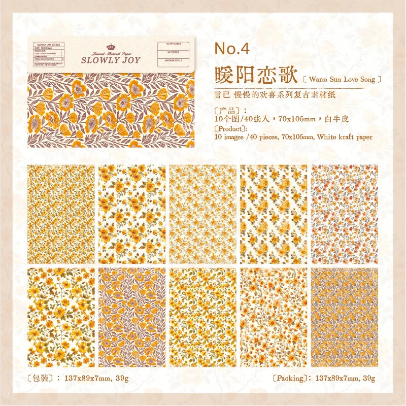 40 pcs Gauze Background Decor Scrapbook Vintage Materials Paper Combo Kit DIY Junk Journal Collage Photo Album Retro Stationery Qme E5