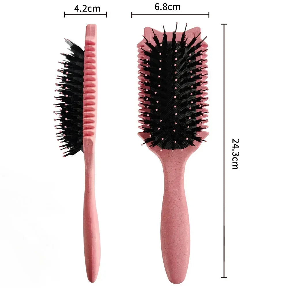 Boar Bristle Curl Defining Brush Detangling Shaping Styling Tool Qme