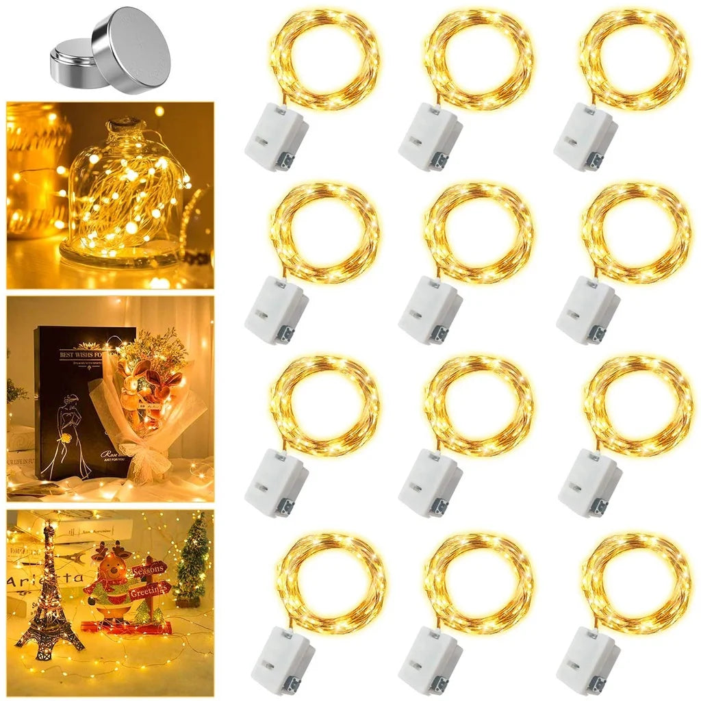 LED Fairy Lights Copper Wire String Lights Battery Powered Warm & Multicolor Mini Garland For Wedding Party Gift Box Decoration Qme