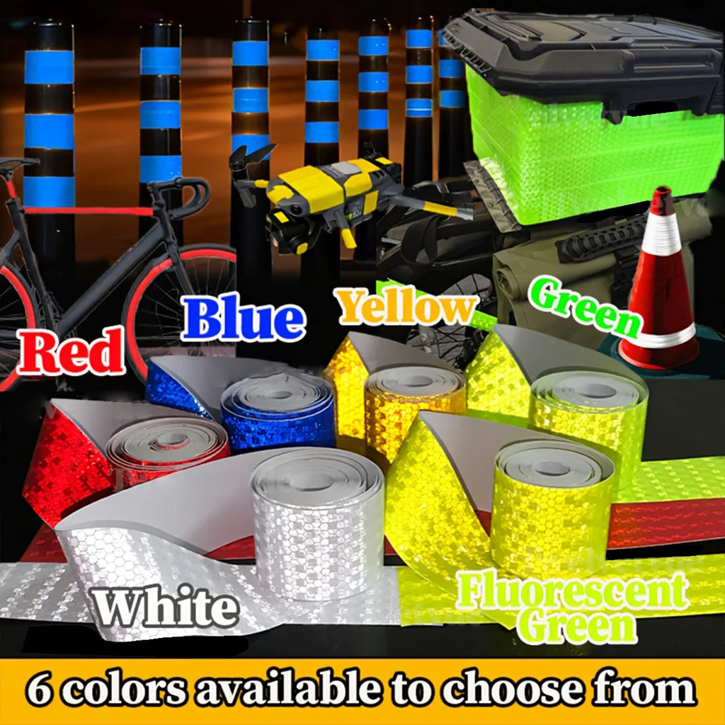 5cm*3M Reflective Warning Tapes Waterproof Outdoor Car Stickers Safety Strip White Red Fluorescent Yellow Reflectors for Bicycle Qme