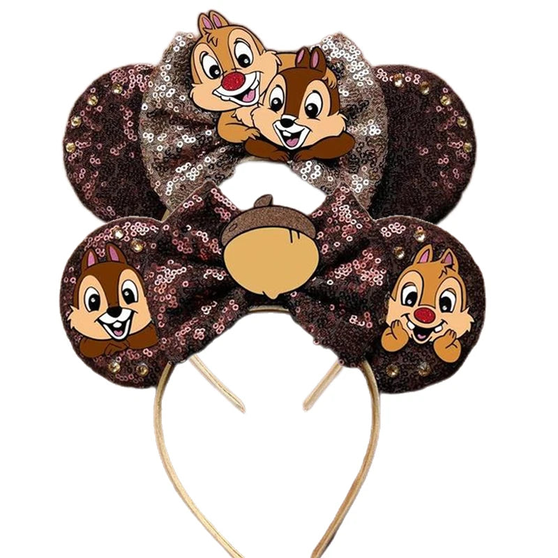 Mickey Mouse Ear Chip n Dale Headands Women Adult Cosplay Squirrel Hairband For Girls Park Travel Photography Hair Accessory Qme