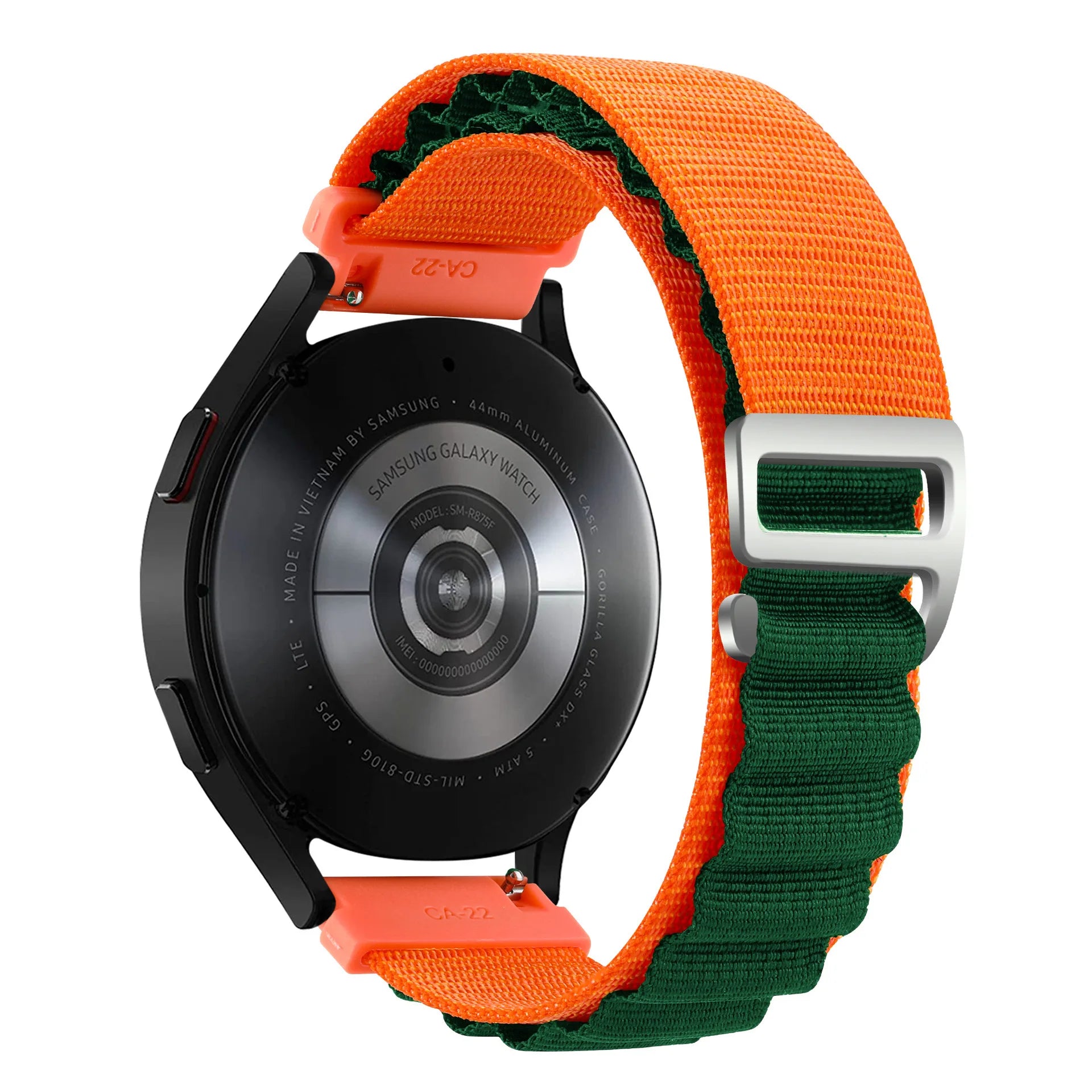A Alpine Nylon Wrist Strap 18/20/22mm Outdoor Sport Sweatproof Compatible with Huawei Watch GT6 5 4 Samsung Watch Series 4-7 Qme OrangeGreen 20mm