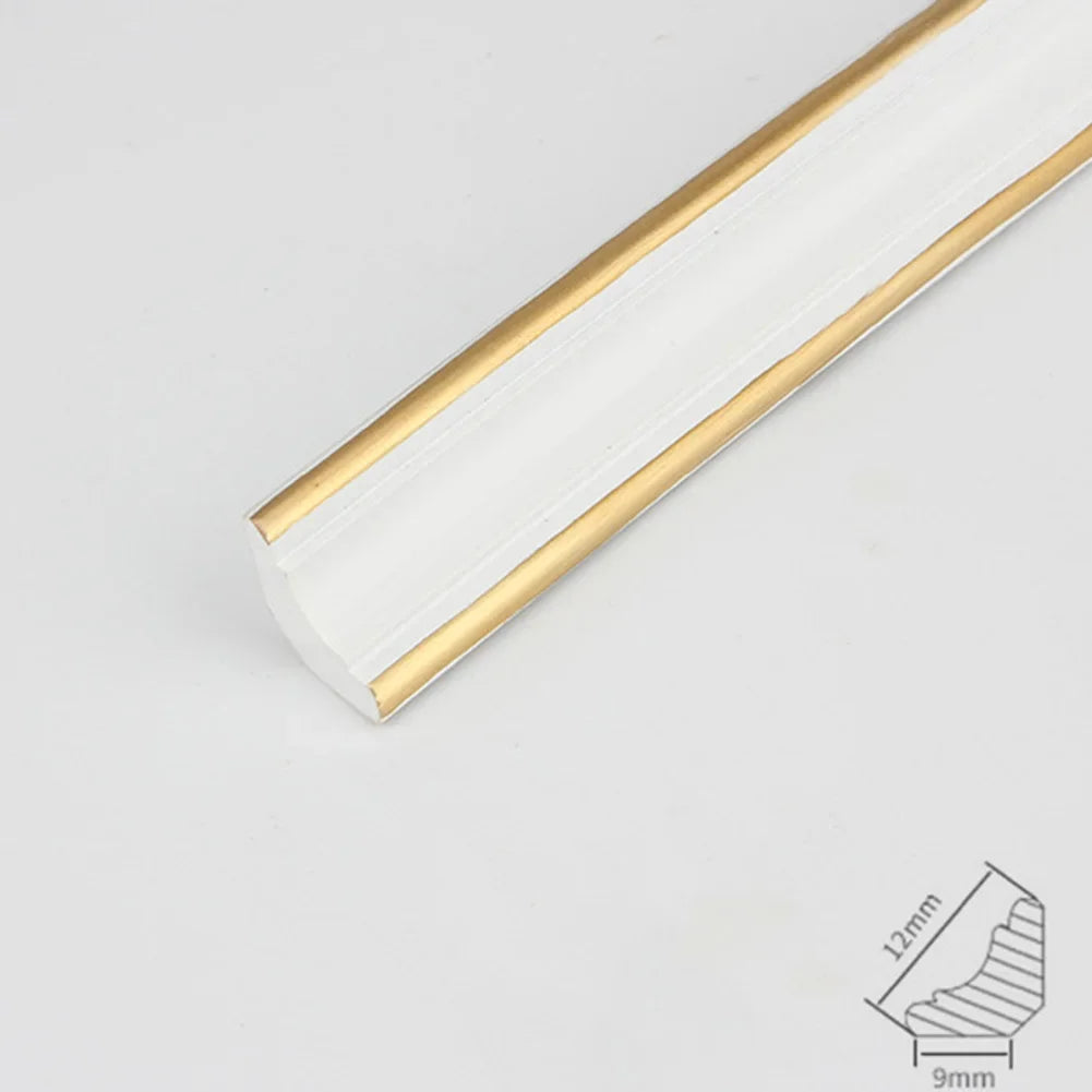 1Meter Wall Trim Line Self-Sticker Wall Skirting Decor Strip Tile Edge Waist Line 3D Wall Stickers Corner Home Wall Decor Qme Lined Gold