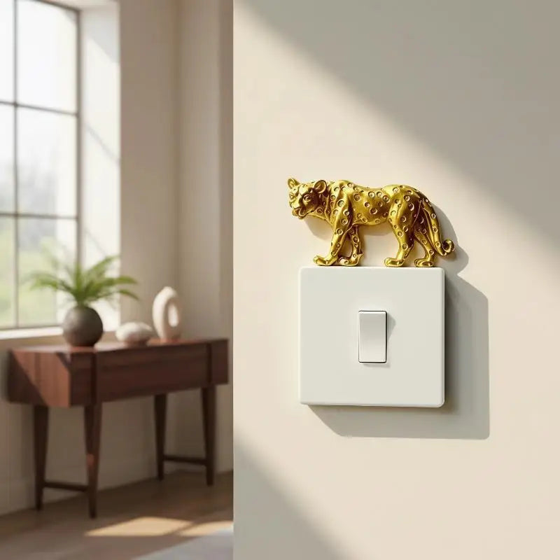 Resin Leopard Light Switch Decoration Self-adhesive Detachable Animal Qme