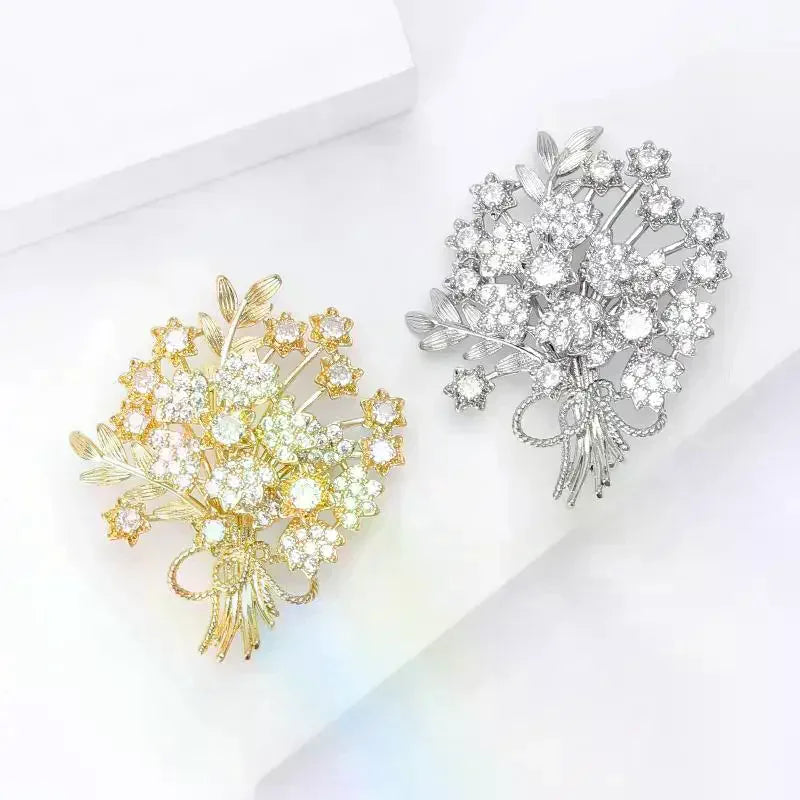 Rhinestone Money Tree Brooch, Sparkly Lucky Plant Lapel Pin Fashion Coat Clothing Jewelry Gifts for Women Qme