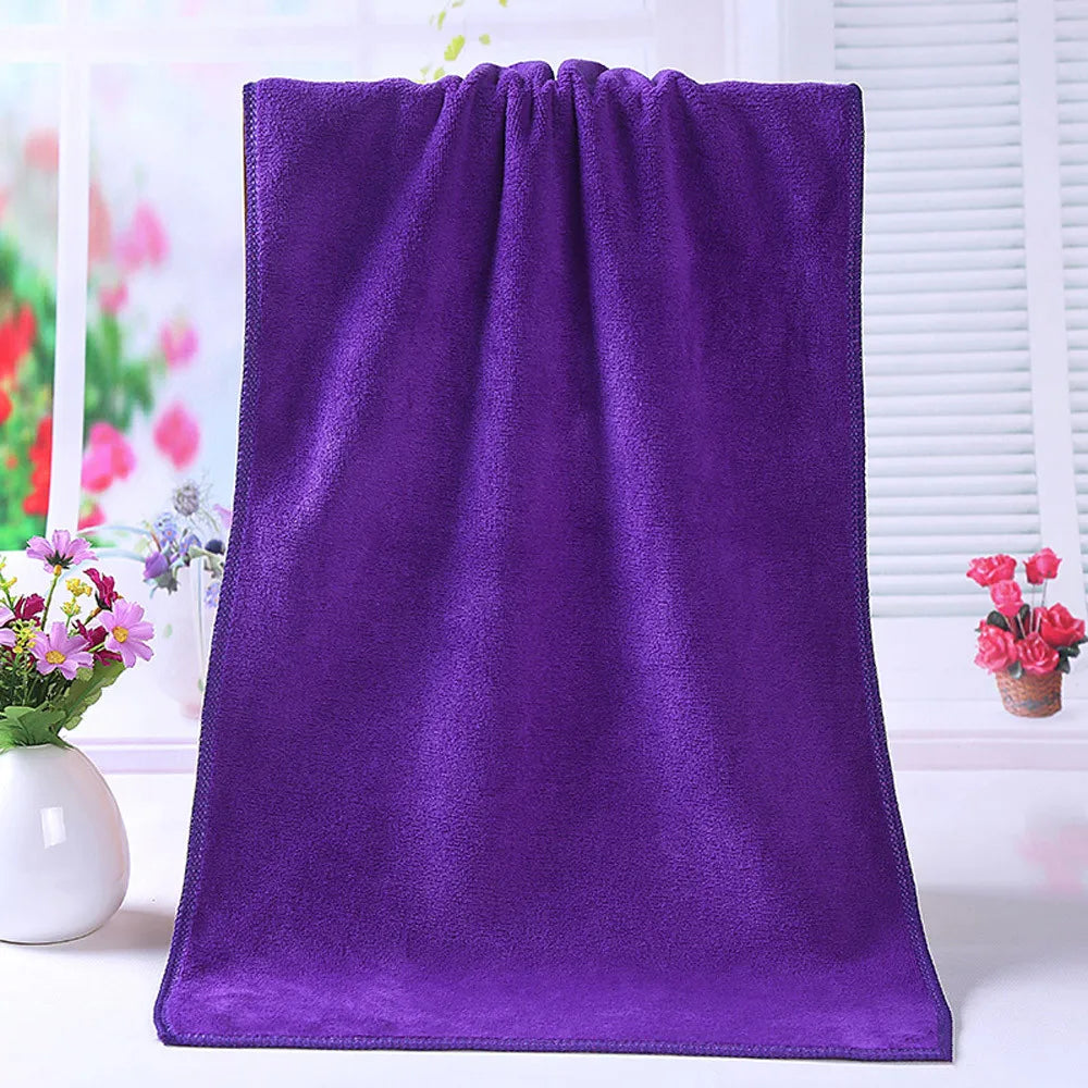 1PC Towel Shower Absorbent Superfine Fiber Soft Comfortable Towel Solid Color Soft, Absorbent And Breathable Bath Towel Qme Purple