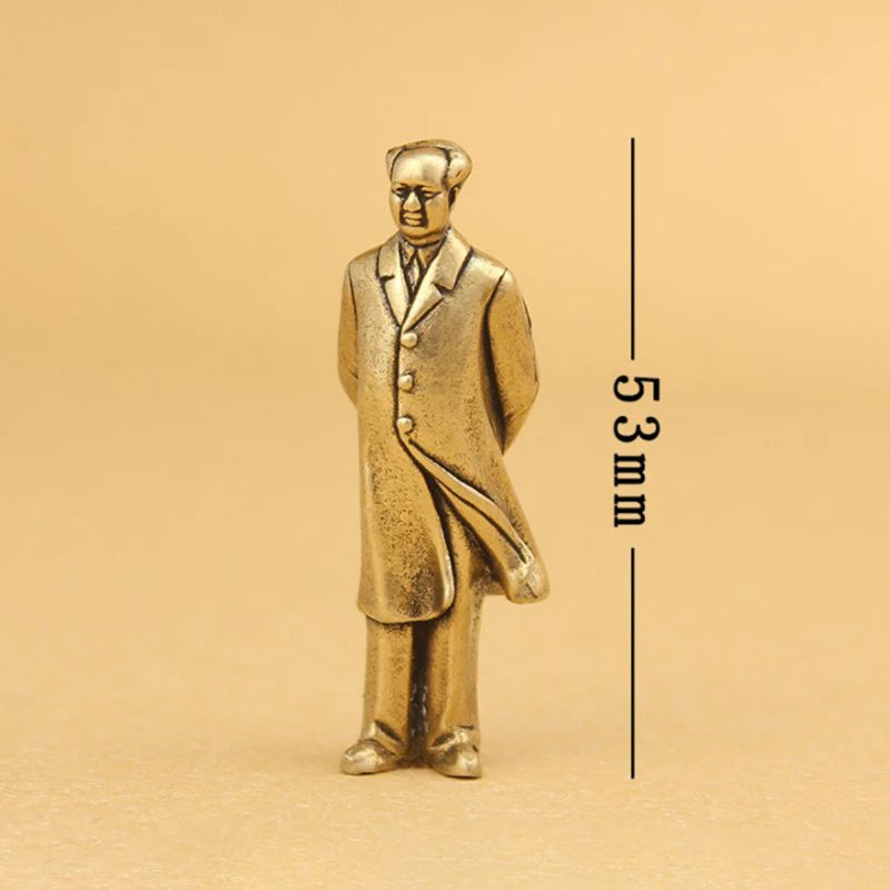 Copper Statue Collectable Chinese Brass Carved Mao Zedong Chairman Mao Exquisite Small Statues Free Shipping. Qme