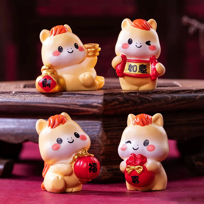 2026 Year Figurines Miniatures Cartoon Lucky Horse Micro Landscape Qme