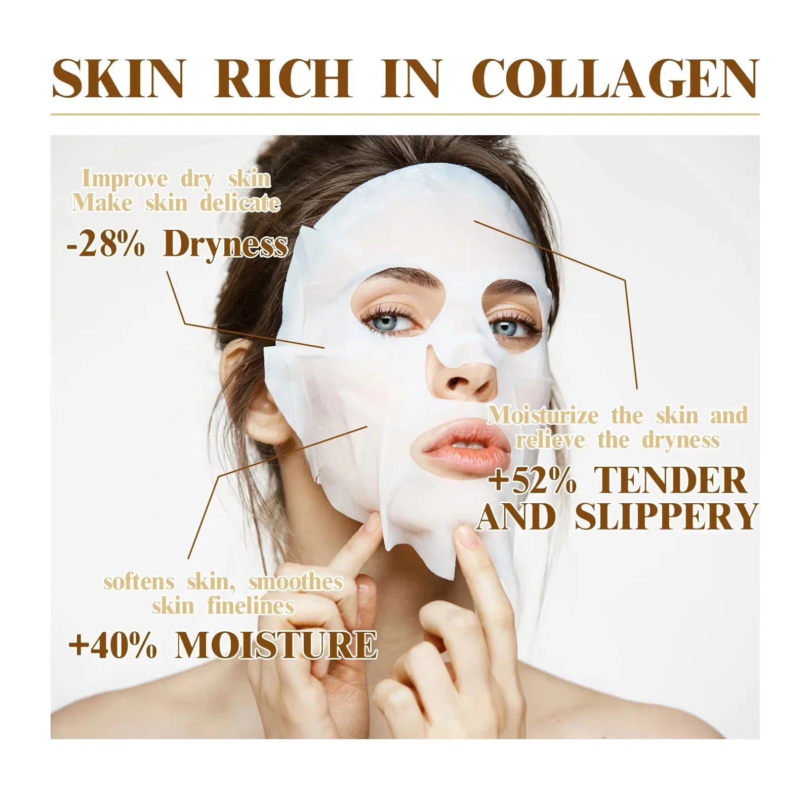 10PCS Collagen Anti Wrinkle Facial Mask Anti Aging Fade Fine Lines Firm Skin Moisturizing Brightening SkinCare Korean Cosmetics Qme