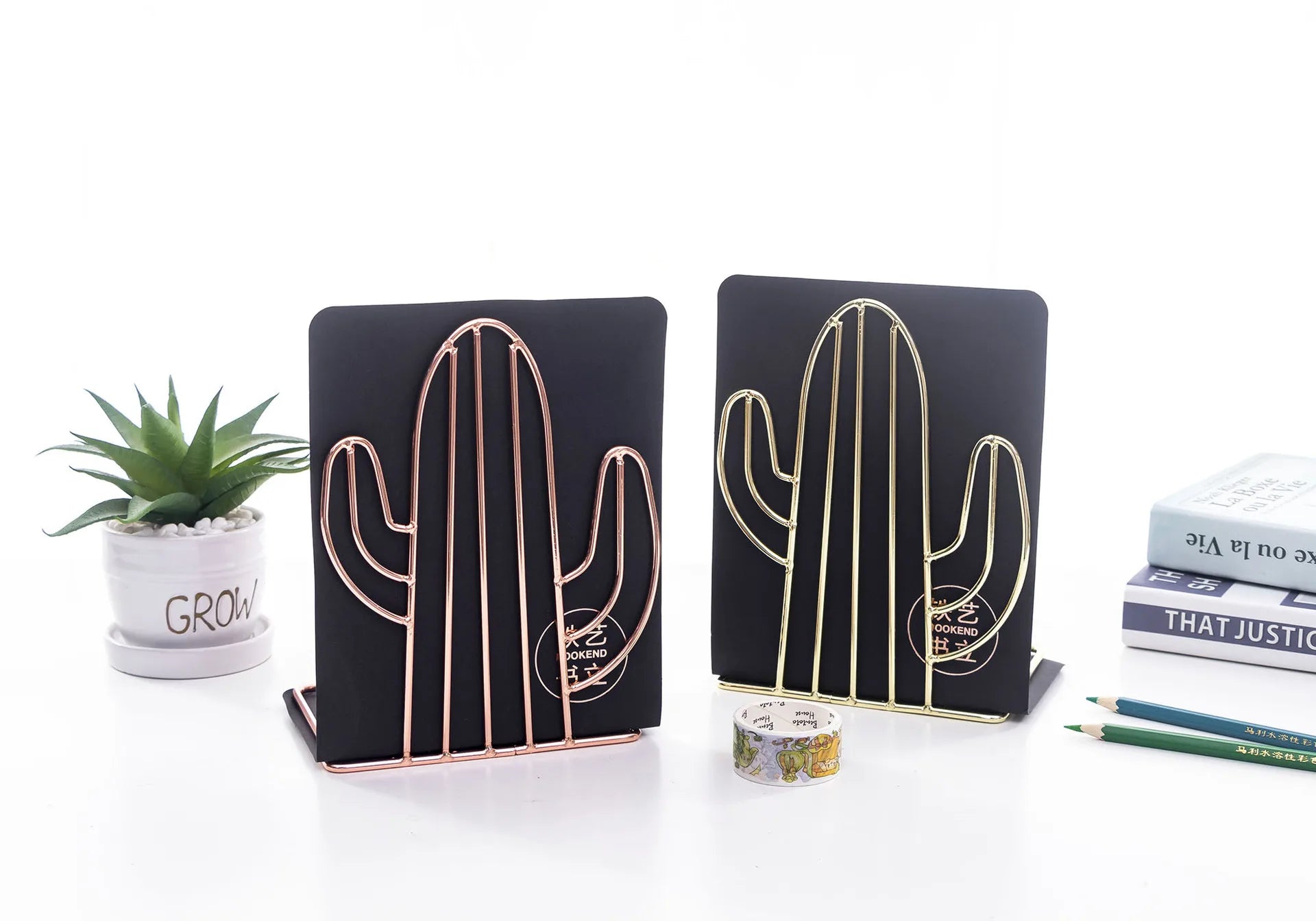 Scandinavian Rose Gold Book Support Stretchable Iron Stand Chic Table Qme