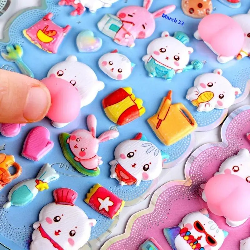 Cartoon Animals Soft Puffy Butt 3D Stickers DIY Scrapbooking Journal Qme