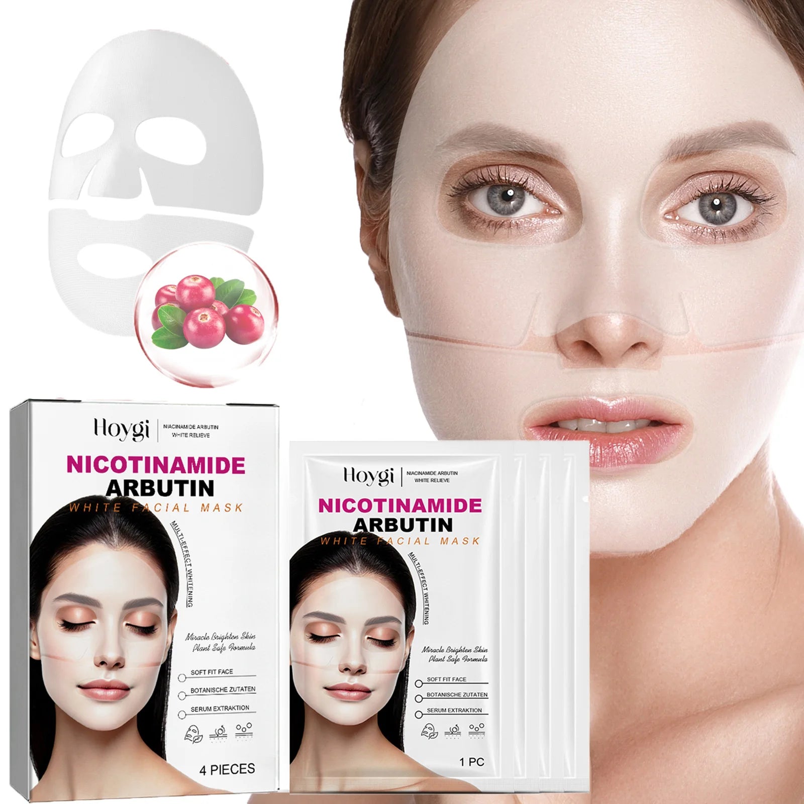 Niacinamide Arbutin Hydrating Mask Deep Hydrating Shrink Pores Firming Refreshing Brightening Facial Sheet Mask for Glowing Skin Qme