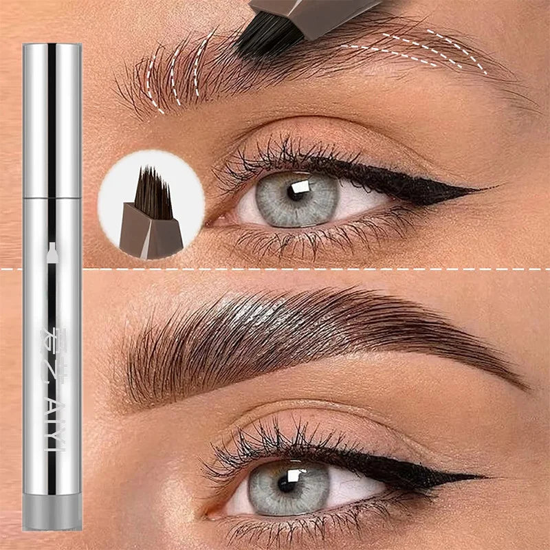 Waterproof Eyebrow Pen 4 Fork Tip Long Lasting Smudge Resistant Qme
