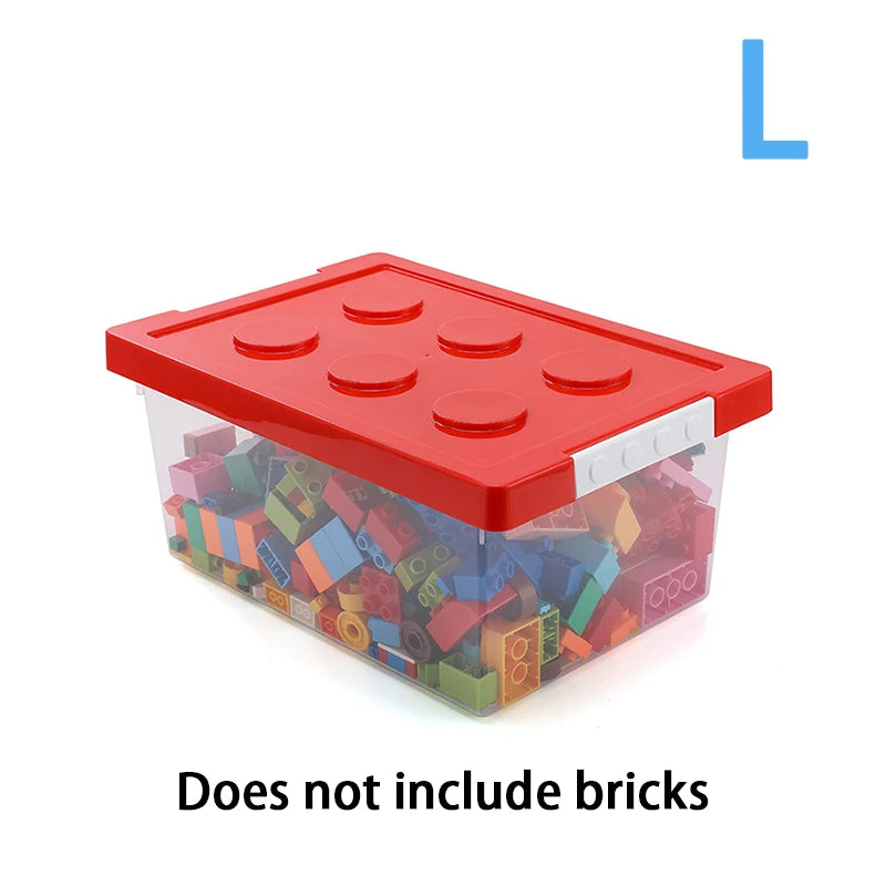 Kids Building Block Storage Box Toys Organizer Stackable Block Case Container Books Stationary Holder Sundries Snack Container Qme L Red