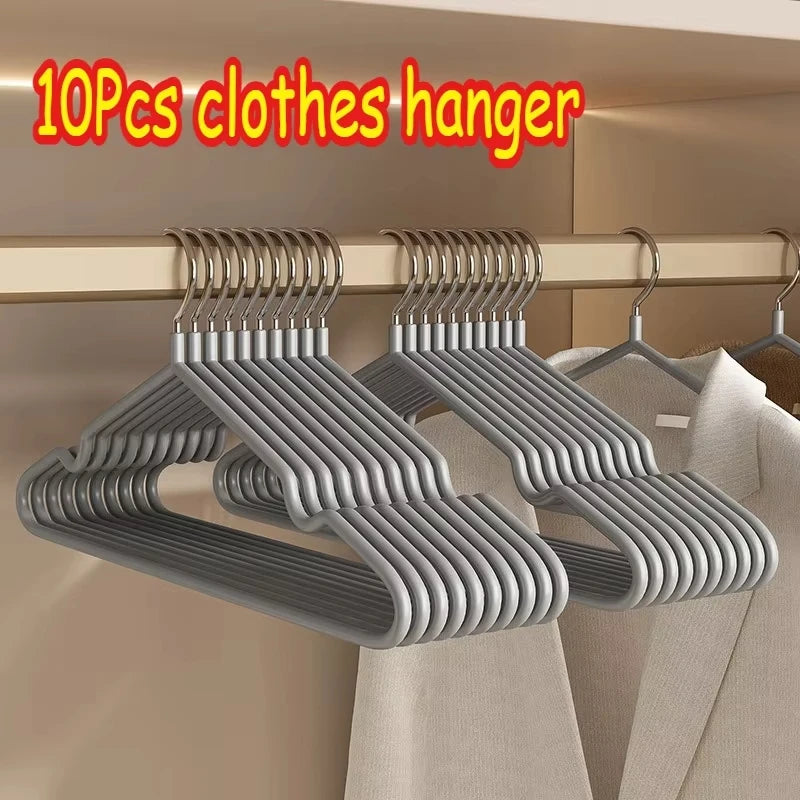 10PCS Non-slip Dip Plastic Clothes Hanger Dormitory Clothes Drying Adult Clothes Drying Rack Household Thick Clothes Support Qme 10pcs Grey
