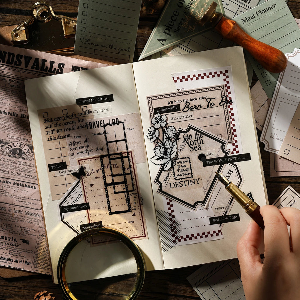 TIANZI 30/120 sheets One Paper Old Time Series Retro Old Time Handmade Account Decoration Collage Material Stationery supplies Qme