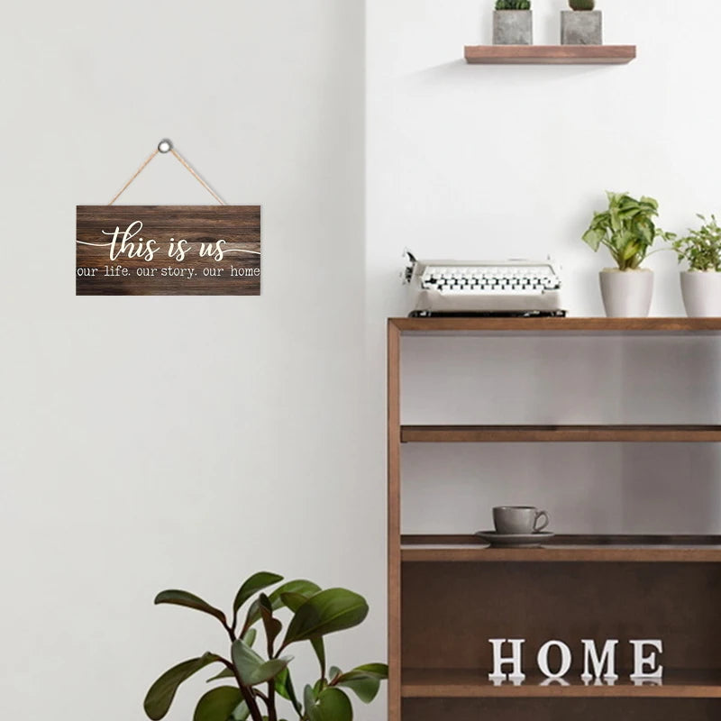 Rustic This is us Wall Hanging Decor Wood Art Plaques Sign Door Sign for Home Living Room Kitchen Decor Qme