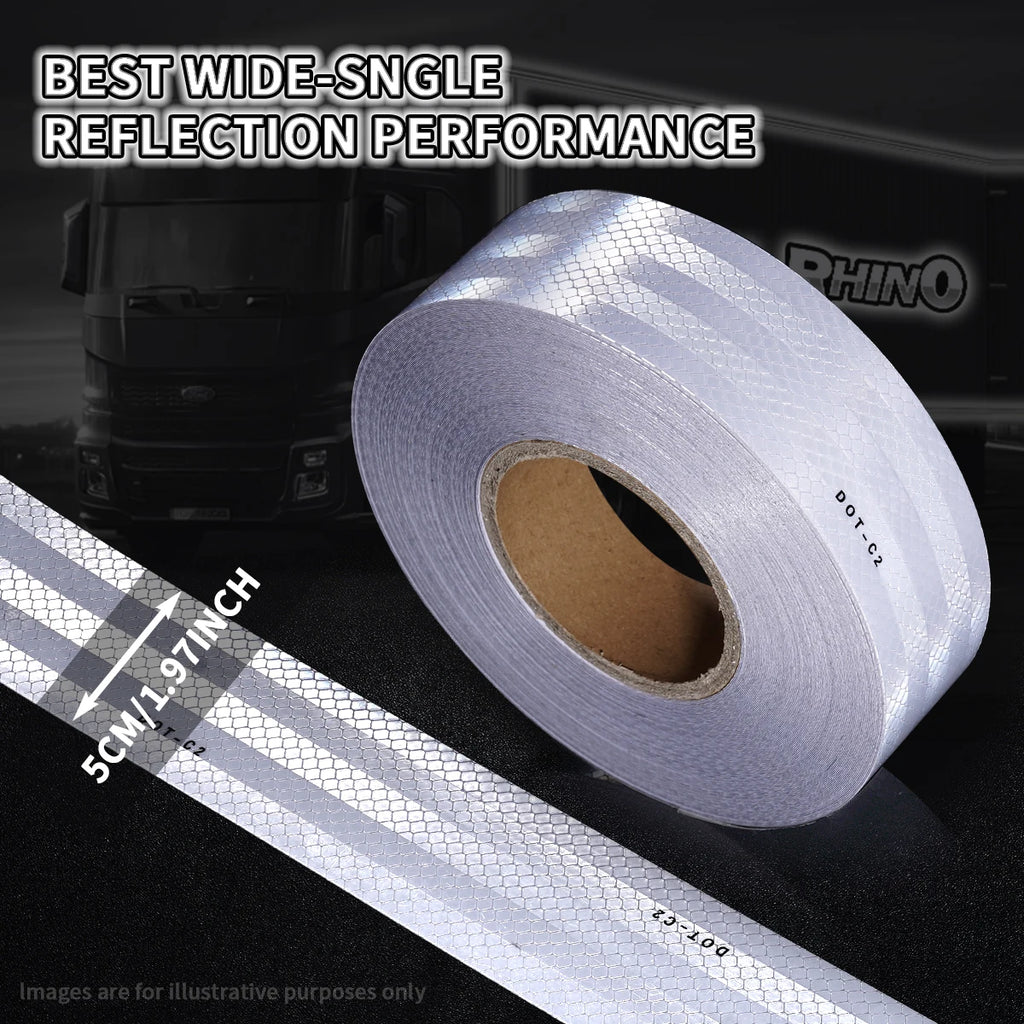 White Reflective Tape DOT-C2 Safety Warning Sticky Road Conspicuous Sticker Waterproof Reflective Strip For Truck Van Qme White 1m 5cm