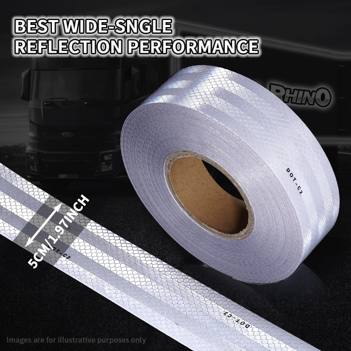 White Reflective Tape DOT-C2 Safety Warning Sticky Road Conspicuous Sticker Waterproof Reflective Strip For Truck Van Qme White 1m 5cm