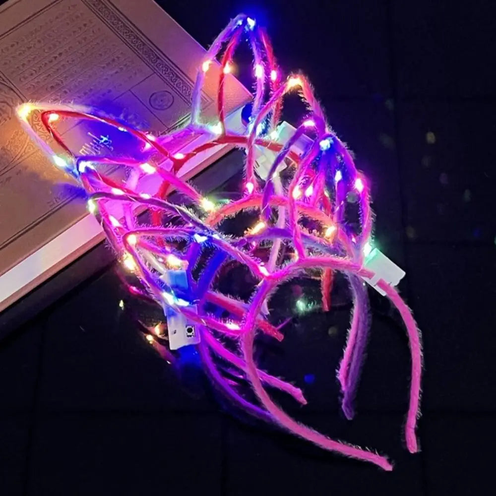 Luminous Hair Hoop LED Rabbit Ears Headband Concert Support Qme B-Random colors