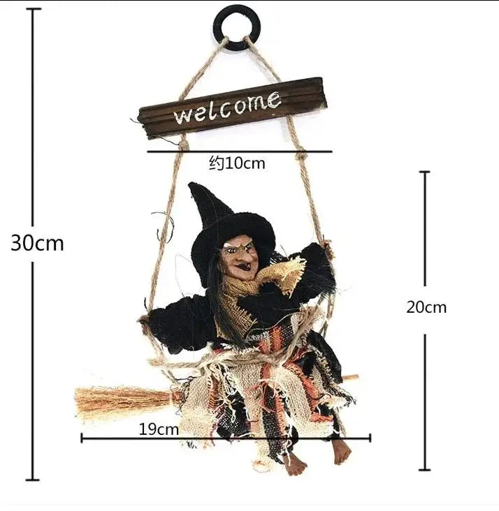 Witch Dolls Hanging Decor Ghost Witch Horror Scary Hanging Ghost Flying Witch Pendant Halloween DIY Party Ornaments Halloween Qme