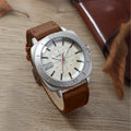 Male Hig-end Fashion Simple Business Leather Band Strap Glass Minimalist Round Dial Versatile Daily Outgoing Quartz Wrist Watch Qme F