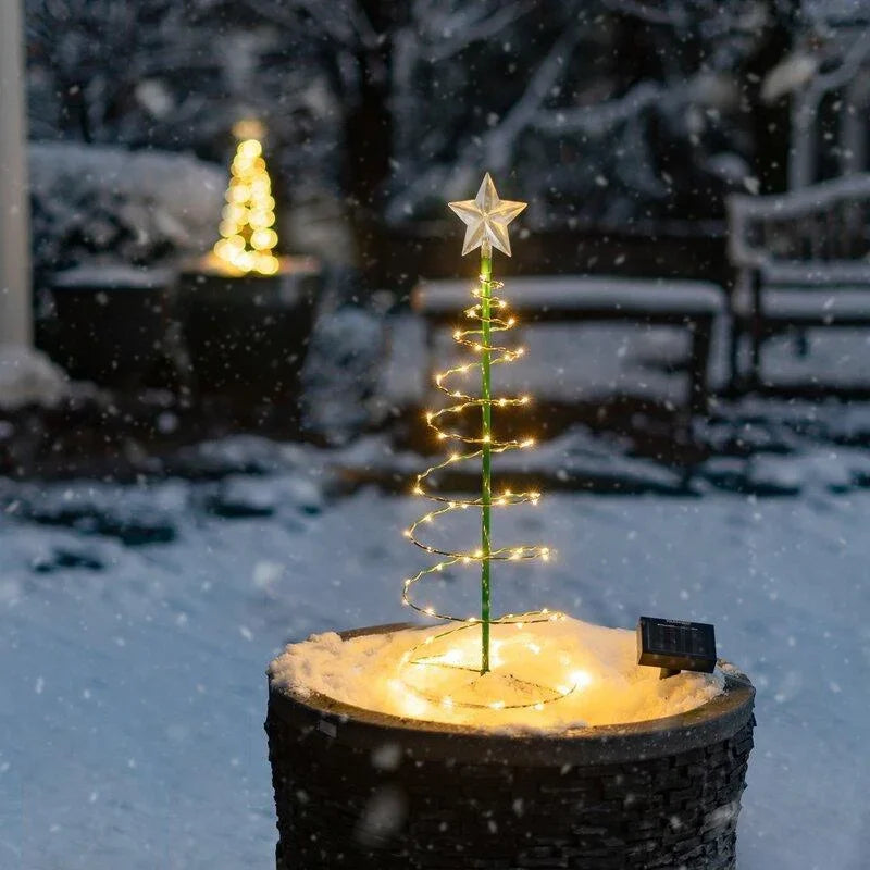 Christmas Solar Light LED Luminous Christmas Tree Ornament Outdoor Waterproof Decorative Lamp String Festival Garden Decorations Qme