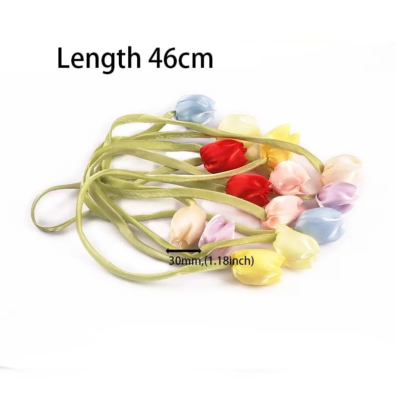 3pcs Length 46cm Tulip Hairband Female Pony Edge Clip Line Ribbon Double Ponytail Personalized Decorative Accessories cp3828 Qme