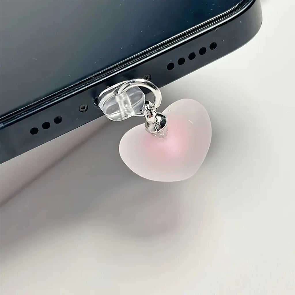 1 Pink Heart-shaped Phone Charging Port Dust Plug Decoration Pendant Qme Lightning