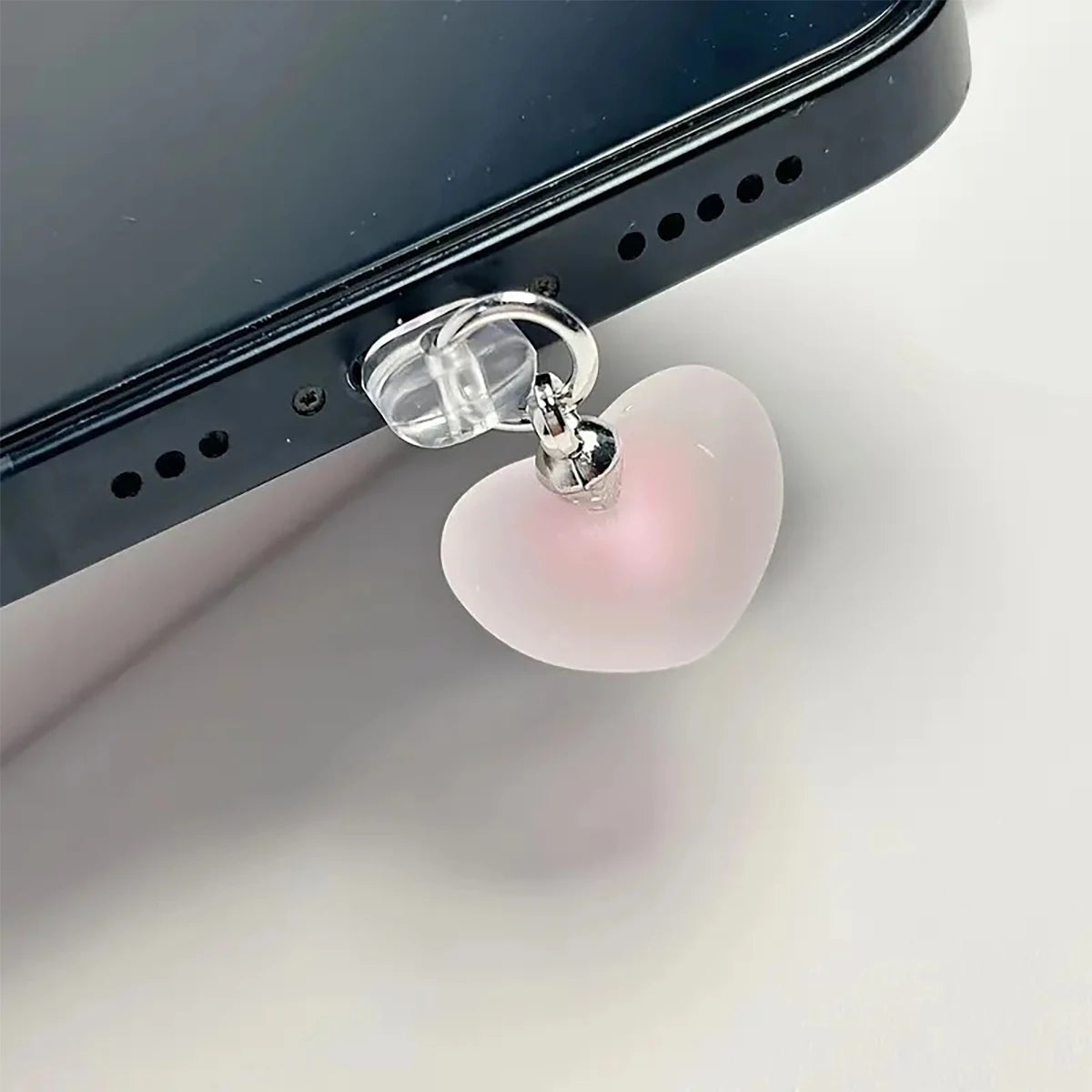 1 Pink Heart-shaped Phone Charging Port Dust Plug Decoration Pendant Qme Lightning
