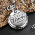 Keller Weber Engraved Pocket Watch To My Son I Love You Best Gift Quartz Pocket Watch Chain Fob Watches, Men Gift Present Qme Silver