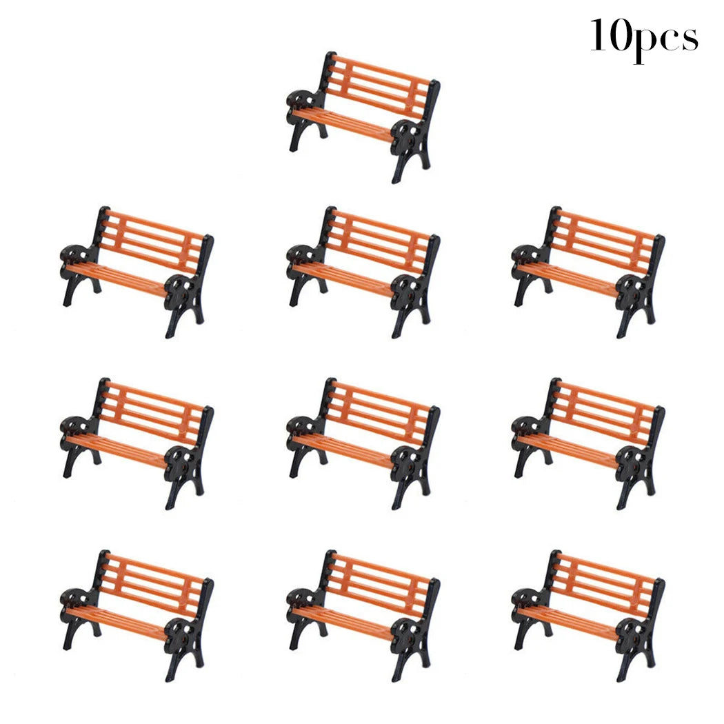 10Pcs 1:87 HO Scale Model Train Bench Chairs Settee Street Park Railway Layout Plastic Crafts Home Decoration Children Toys Qme