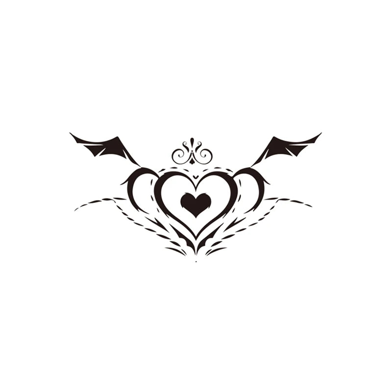 Waterproof Temporary Tattoo Stickers Body Henna Waist Chest Black Angel Tattoo Stickers Glitter Tattoo Fake Tattoo Women Qme