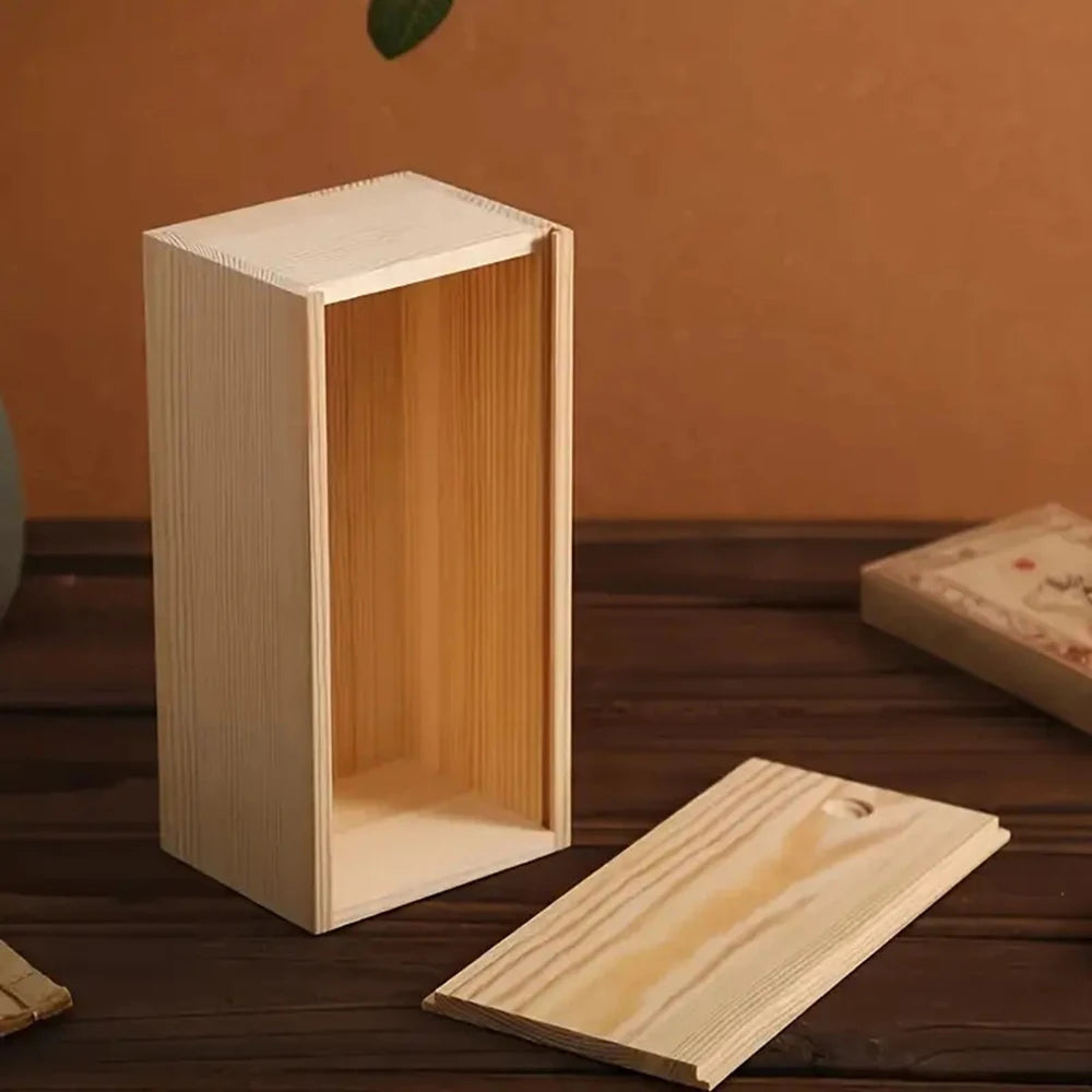 Pine Pull Box Sliding Cover Wooden Box Wooden Storage Box Wooden Storage Box Wooden Box Gift Jewelry Box Qme